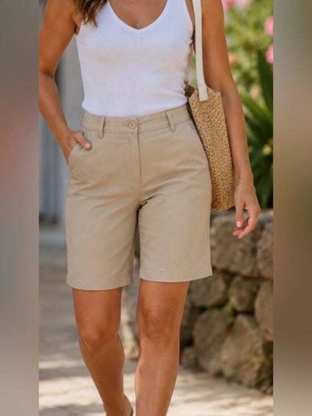 Talbot Women's Cream Bermuda Shorts - Classic Chino Style 4P